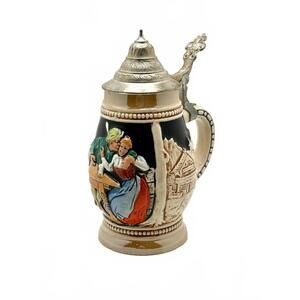 Vintage Marzi & Remy German Beer Stein Flirting Scene 0.25L DBGM Pewter Lid